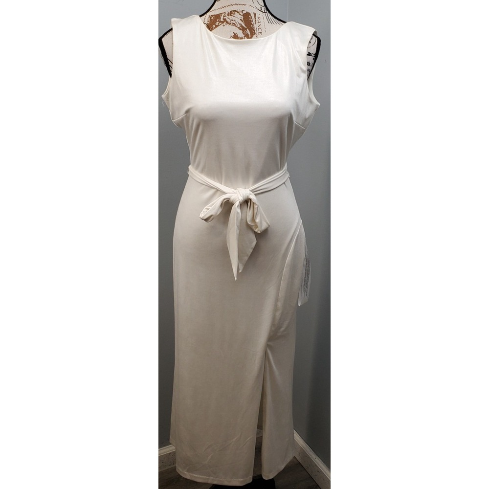 Dress The Population Karlie Dress Women Medium White Backless Tie Waist Back Zip